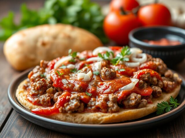 Gehaktbrood met tomatensaus — AI-gegenereerde illustratie
