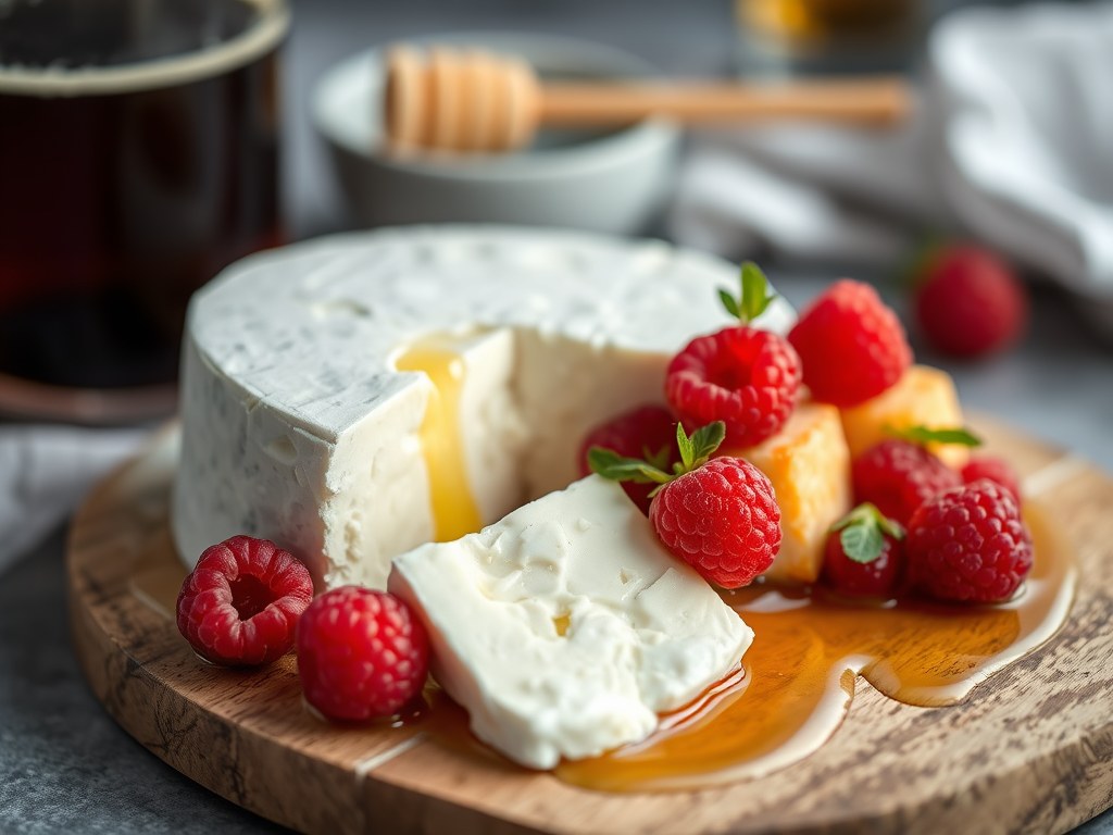 Geitenkaas met Fruitesse frambozenbier, AI-gegenereerde illustratie
