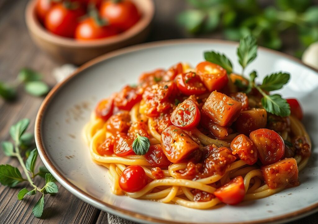 Geitenkaasje met truffelhoning en tomatensalsa, AI-gegenereerde illustratie
