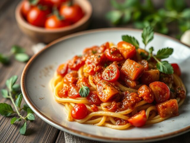 Geitenkaasje met truffelhoning en tomatensalsa — AI-gegenereerde illustratie