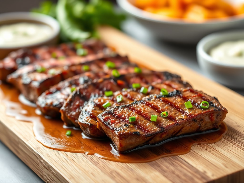 Gemarineerd Rundvlees met eigen Marinade Saus, AI-gegenereerde illustratie