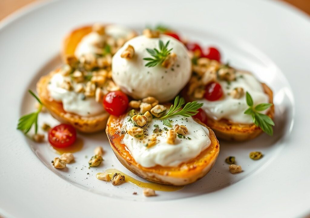 Gemarineerde abrikozen met mascarpone — AI-gegenereerde illustratie