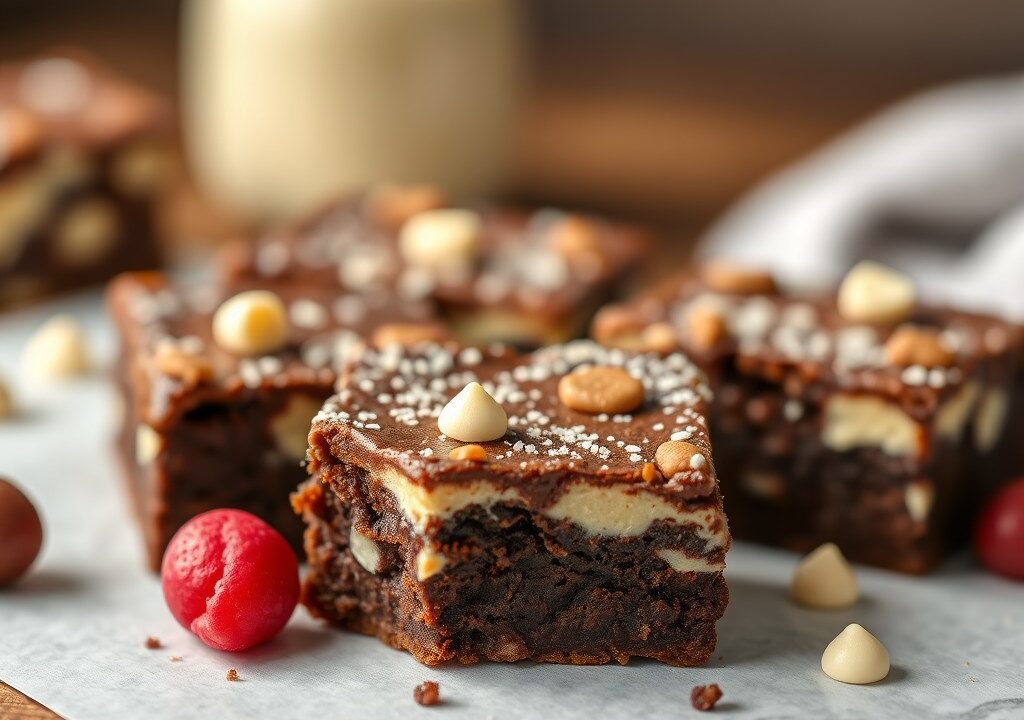 Gemarmerde brownies van pure en witte chocolade — AI-gegenereerde illustratie