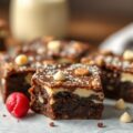 Gemarmerde brownies van pure en witte chocolade