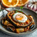 Gerecht van aubergine met ei uit Perzie. (Kuku Bademjan)