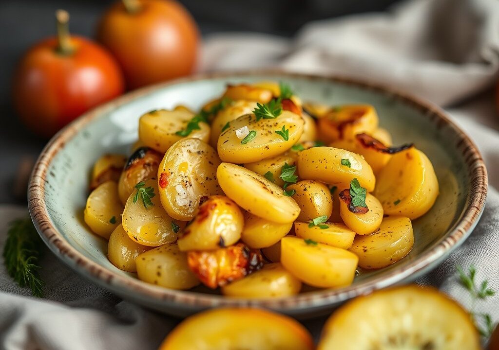 Gerimpelde- Gekreukte aardappeltjes (arrugadas), AI-gegenereerde illustratie