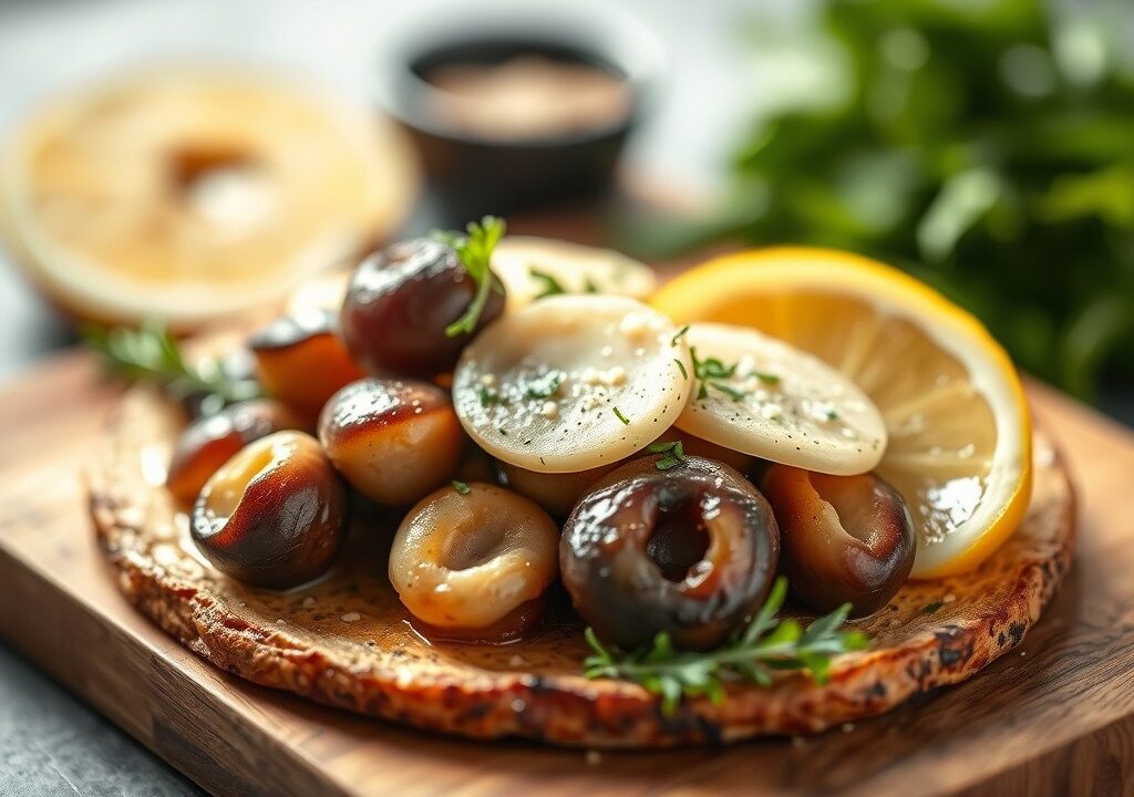 Gerookte eendenborst met asperges, AI-gegenereerde illustratie