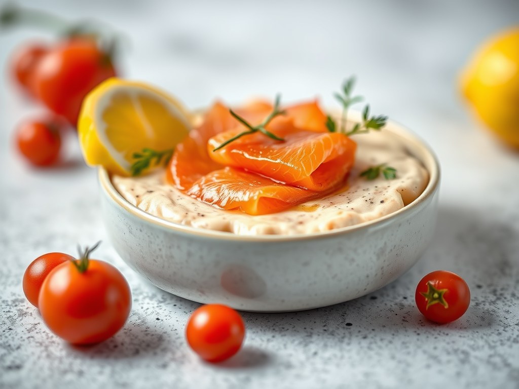 Gerookte zalmmousse, AI-gegenereerde illustratie