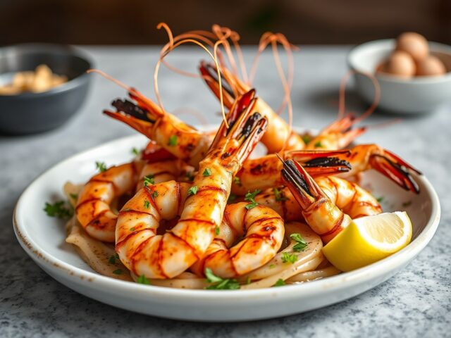Geroosterde Gamba’s Louisiana Stijl — AI-gegenereerde illustratie