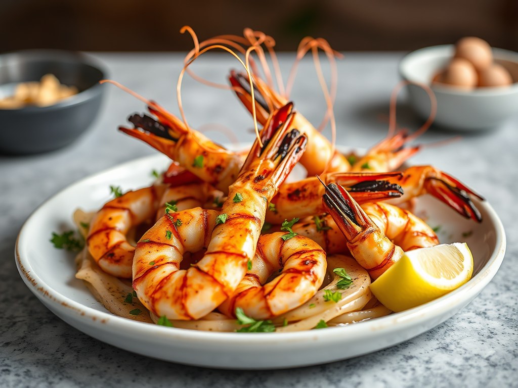 Geroosterde Gamba’s Louisiana Stijl, AI-gegenereerde illustratie