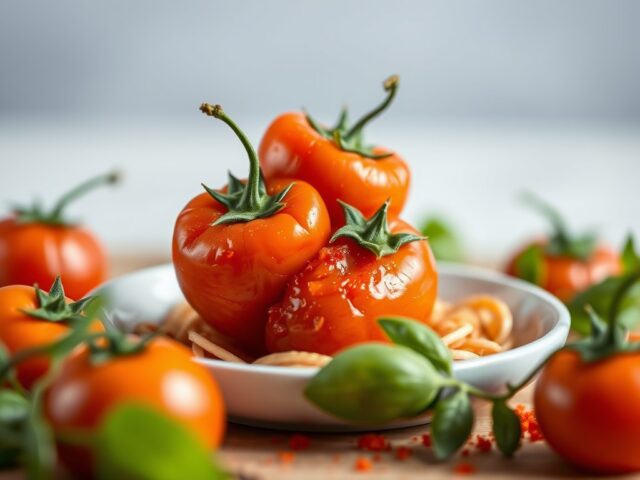 Gevulde chili tomaten — AI-gegenereerde illustratie