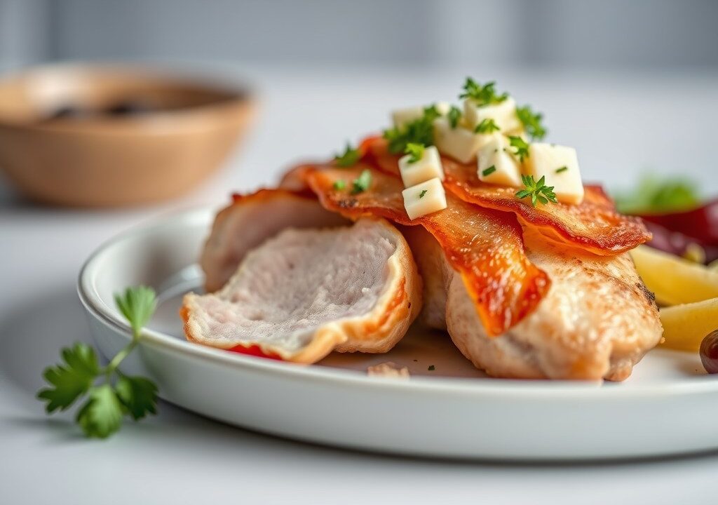Gevulde kipfilet met Boursin pakketje — AI-gegenereerde illustratie