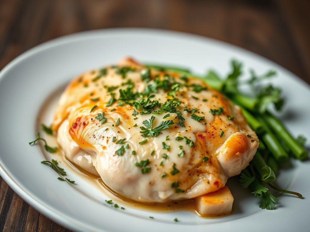 Gevulde kipfilet met gremolata, AI-gegenereerde illustratie