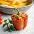 Gevulde paprika met quinoa en kippengehakt