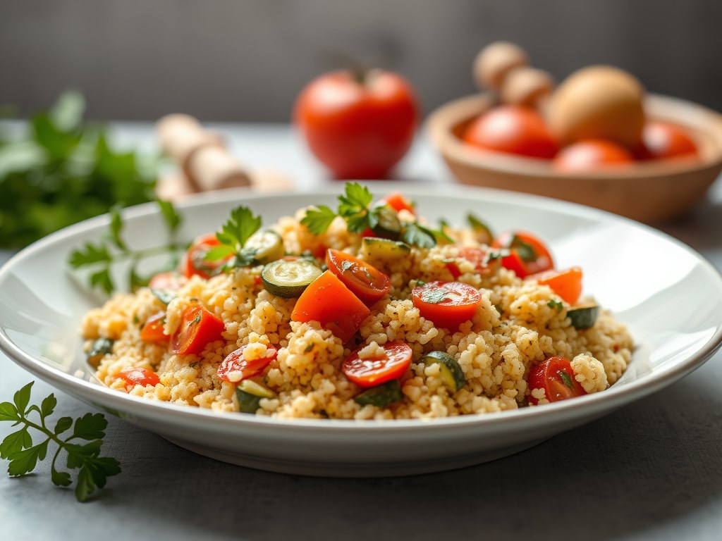 Gevulde patisson met couscous, AI-gegenereerde illustratie