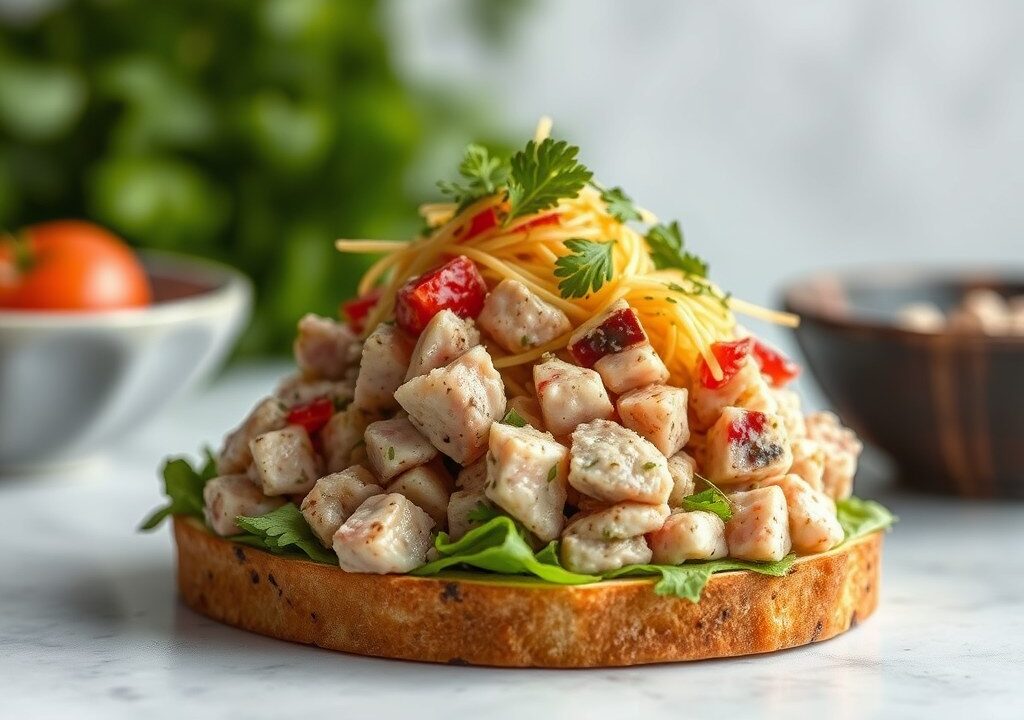 Glaasje met tonijnsalade — AI-gegenereerde illustratie