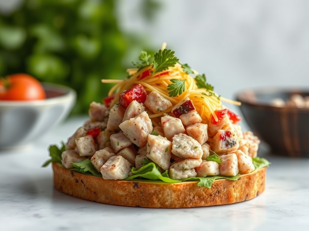 Glaasje met tonijnsalade, AI-gegenereerde illustratie