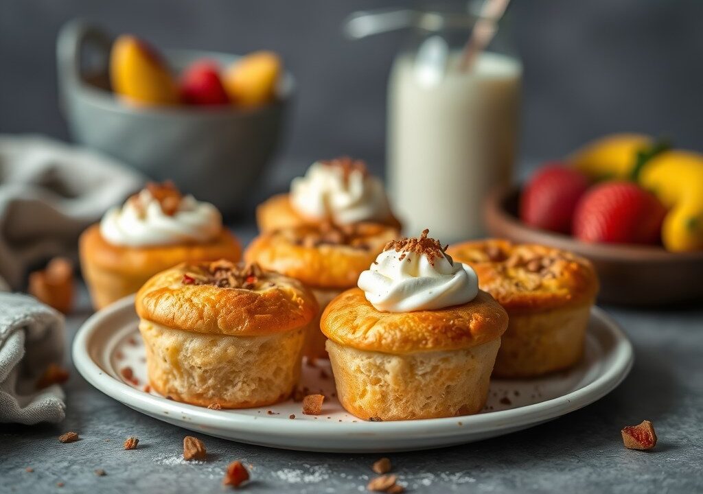 Glutenvrije Bread and butter puddinkjes — AI-gegenereerde illustratie