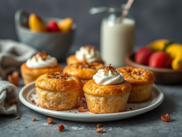 Glutenvrije Bread and butter puddinkjes — AI-gegenereerde illustratie