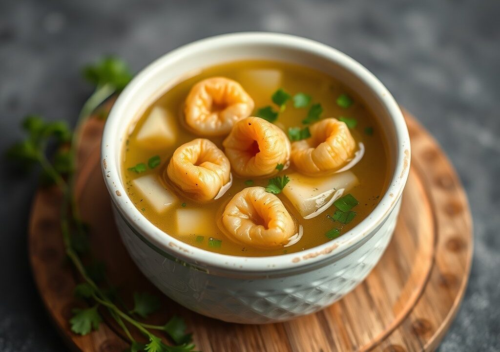 Glutenvrije kippenbouillon, AI-gegenereerde illustratie