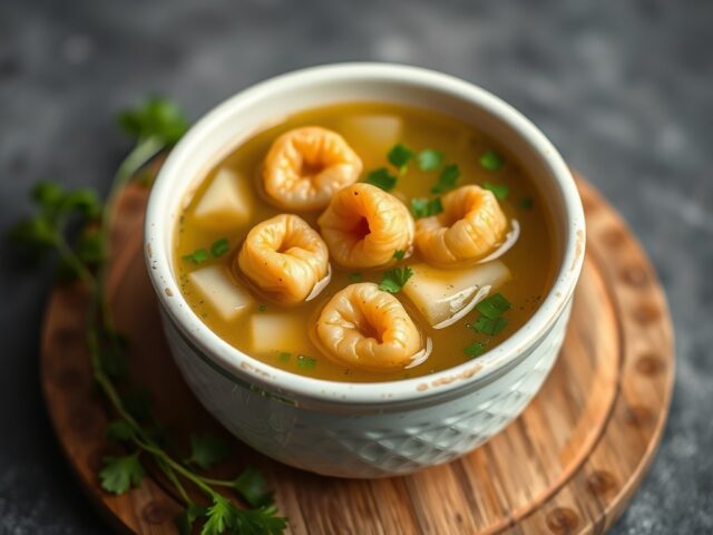 Glutenvrije kippenbouillon — AI-gegenereerde illustratie