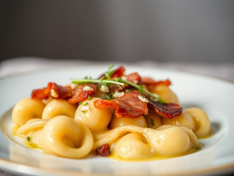 Gnocchi met spek en tuinbonen — AI-gegenereerde illustratie