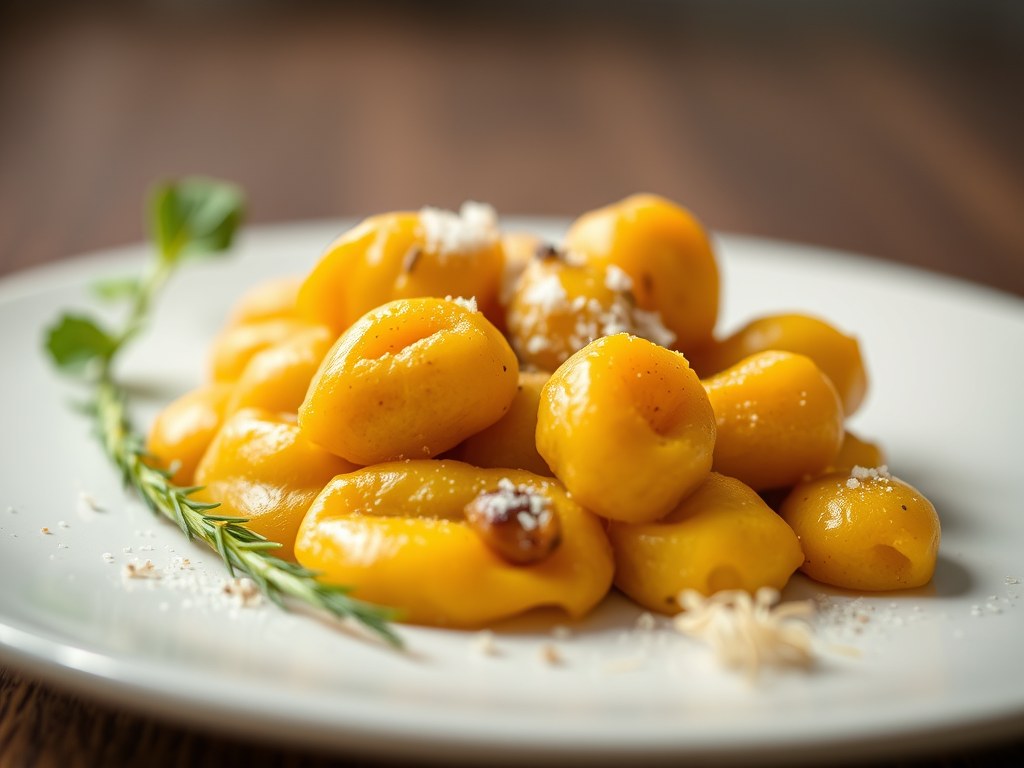 Gnocchi van pompoen, AI-gegenereerde illustratie