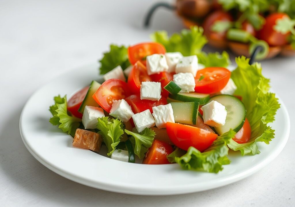 Griekse salade, AI-gegenereerde illustratie