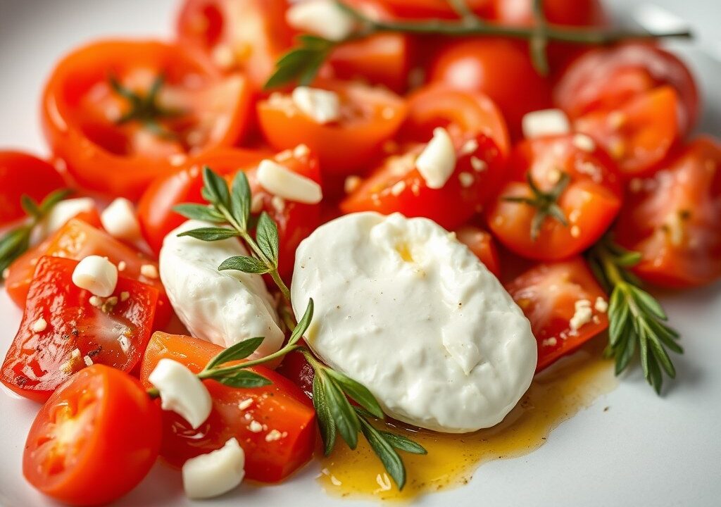 Griekse tomaten salade — AI-gegenereerde illustratie