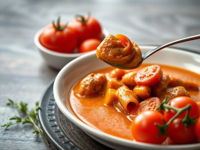 Griet in vermoutsaus met fondue van tomaat en dragon — AI-gegenereerde illustratie