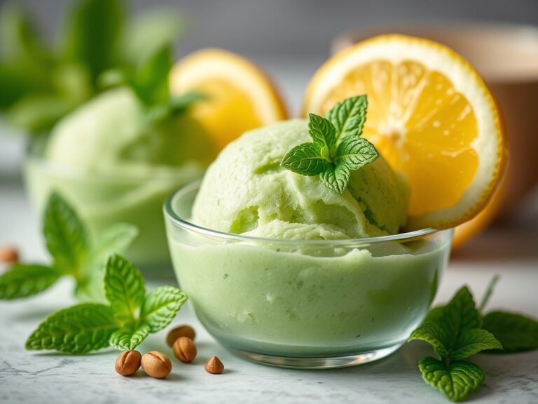 Groen meloen sorbet — AI-gegenereerde illustratie