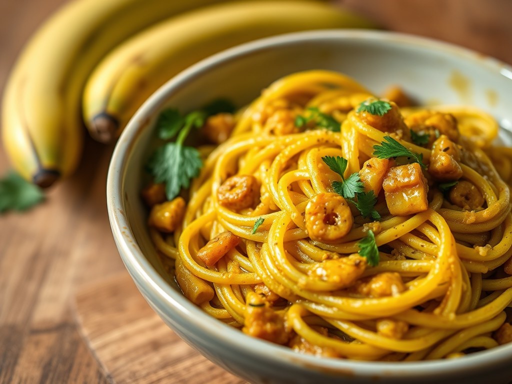 Groene bananencurry, AI-gegenereerde illustratie