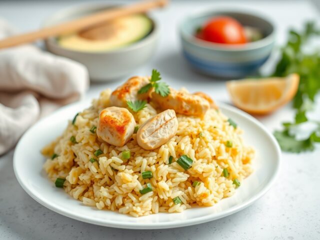 Groene curry gebakken rijst — AI-gegenereerde illustratie