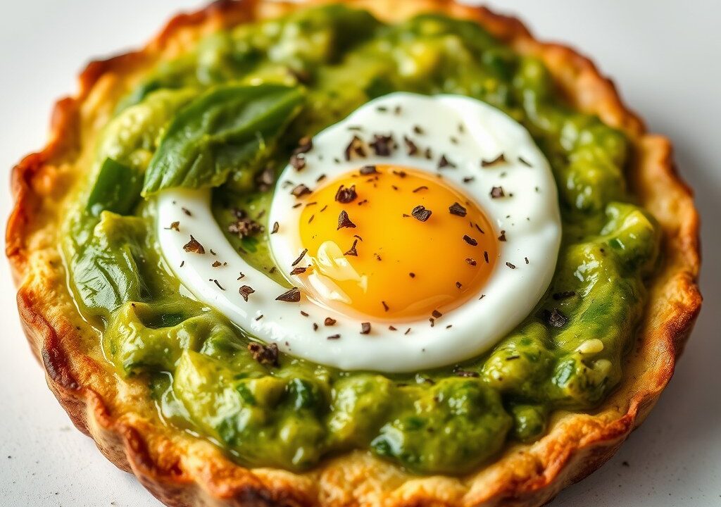 Groene voorjaarstaart met yoghurt — AI-gegenereerde illustratie