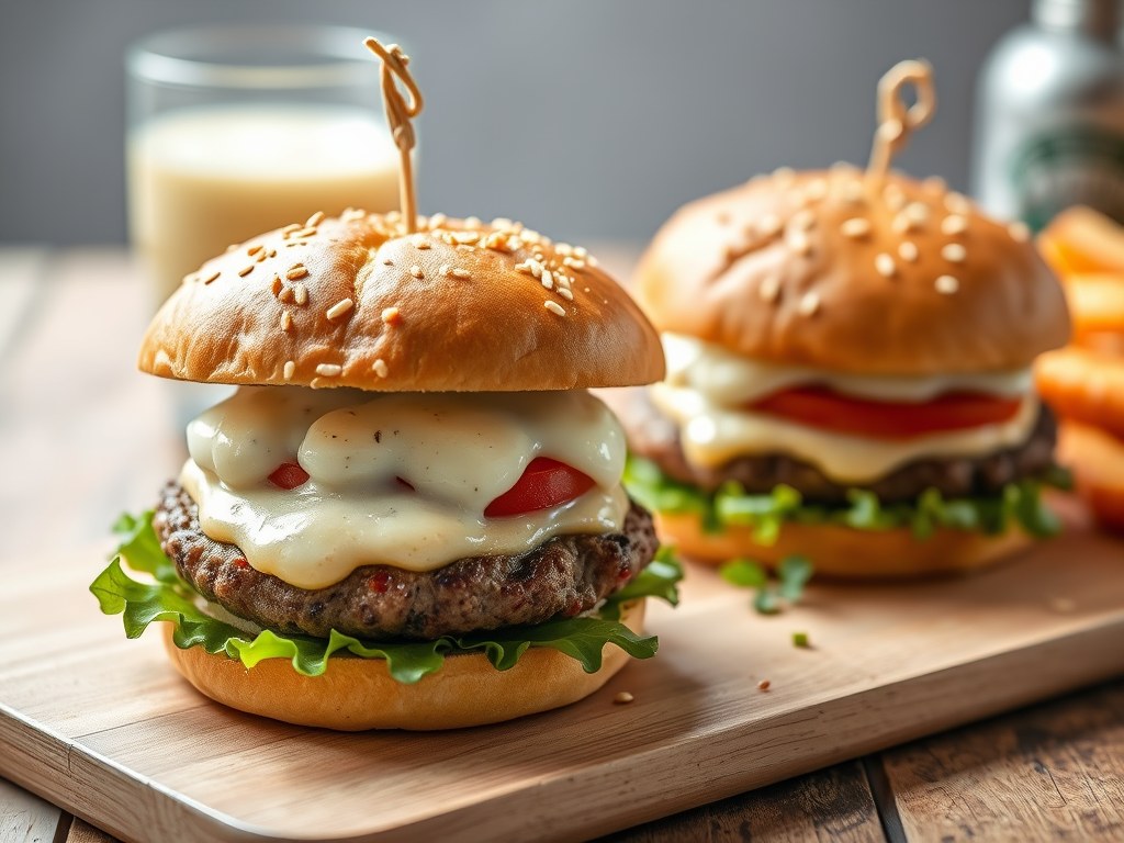 Groenteburgers met knoflooksaus, AI-gegenereerde illustratie