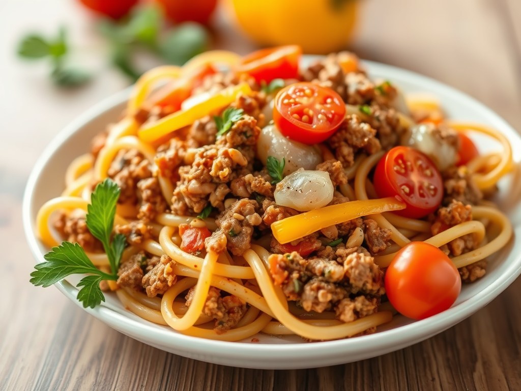 Groenten pasta zonder pasta, AI-gegenereerde illustratie