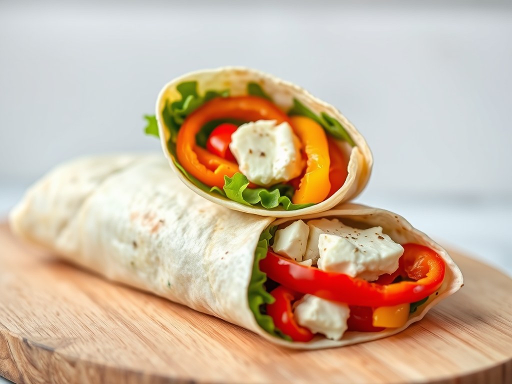 Groentewrap met geitenkaas, AI-gegenereerde illustratie