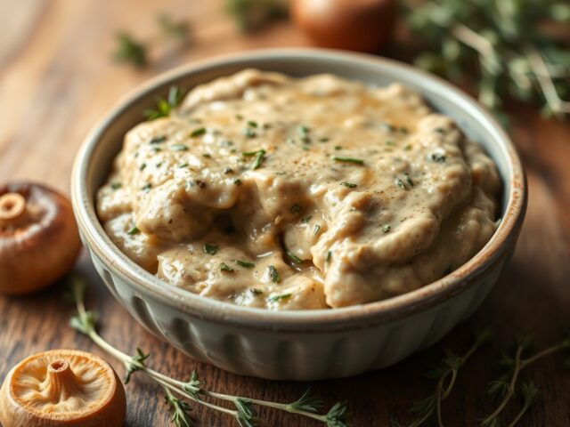 Grove champignonpaté — AI-gegenereerde illustratie