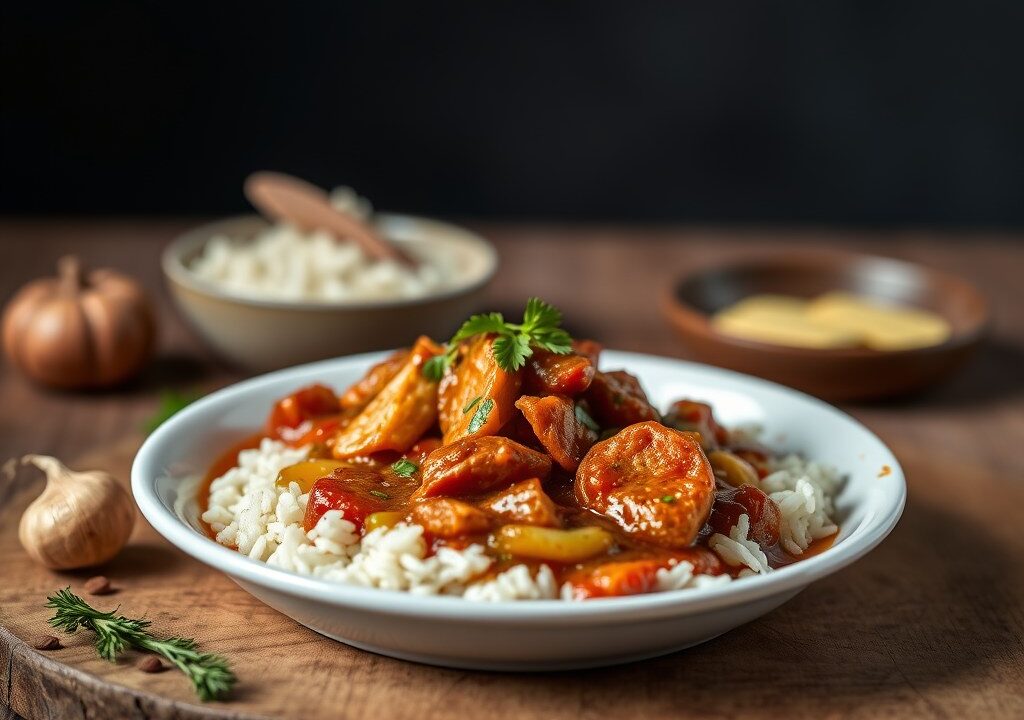 Gumbo met basmati rijst — AI-gegenereerde illustratie