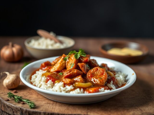 Gumbo met basmati rijst — AI-gegenereerde illustratie