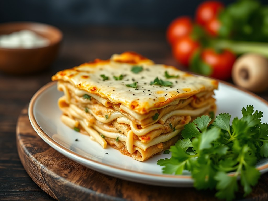 Gyros lasagne, AI-gegenereerde illustratie