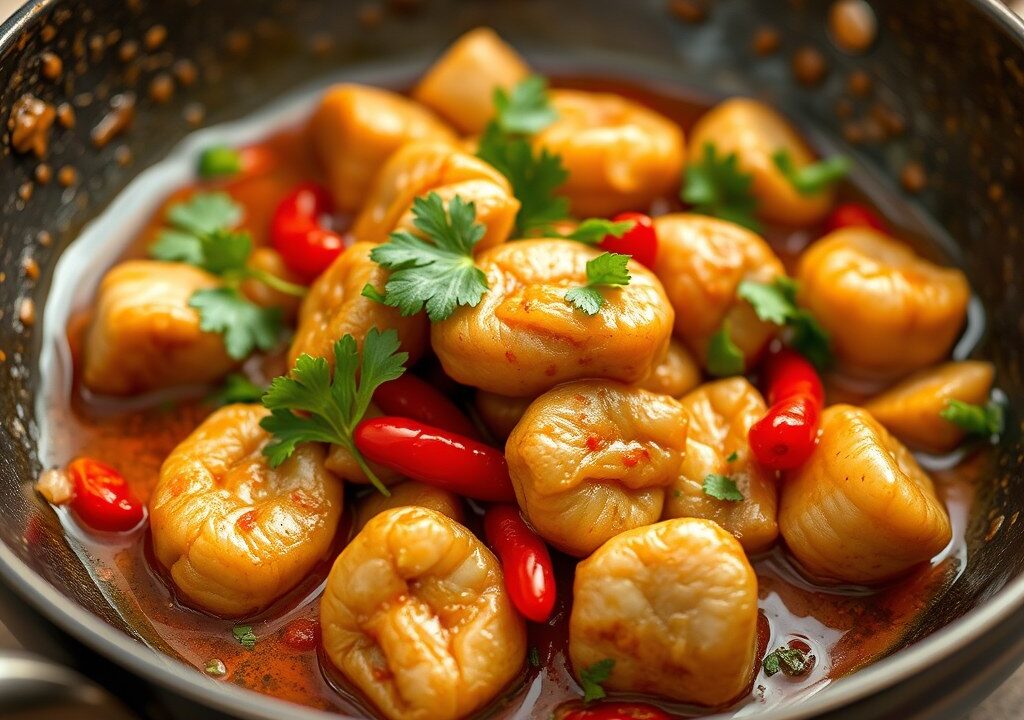 Hamlapjes in ketjapsaus — AI-gegenereerde illustratie