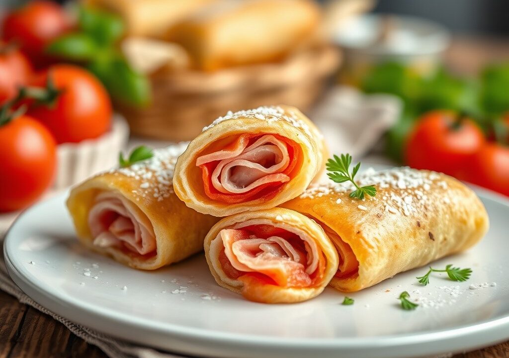 Hamrolletjes met ijsbergsla — AI-gegenereerde illustratie