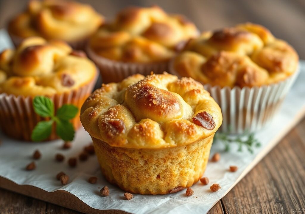 Hartige hamkaasmuffins — AI-gegenereerde illustratie