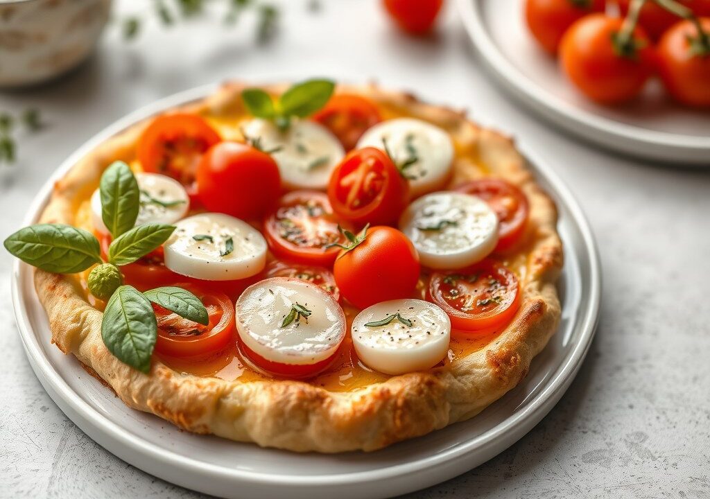 Hartige tarte tartin met tomaten en mozzarella — AI-gegenereerde illustratie