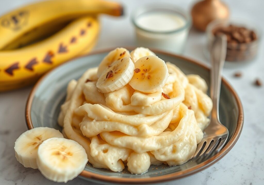 Havermoutpap met banaan, AI-gegenereerde illustratie