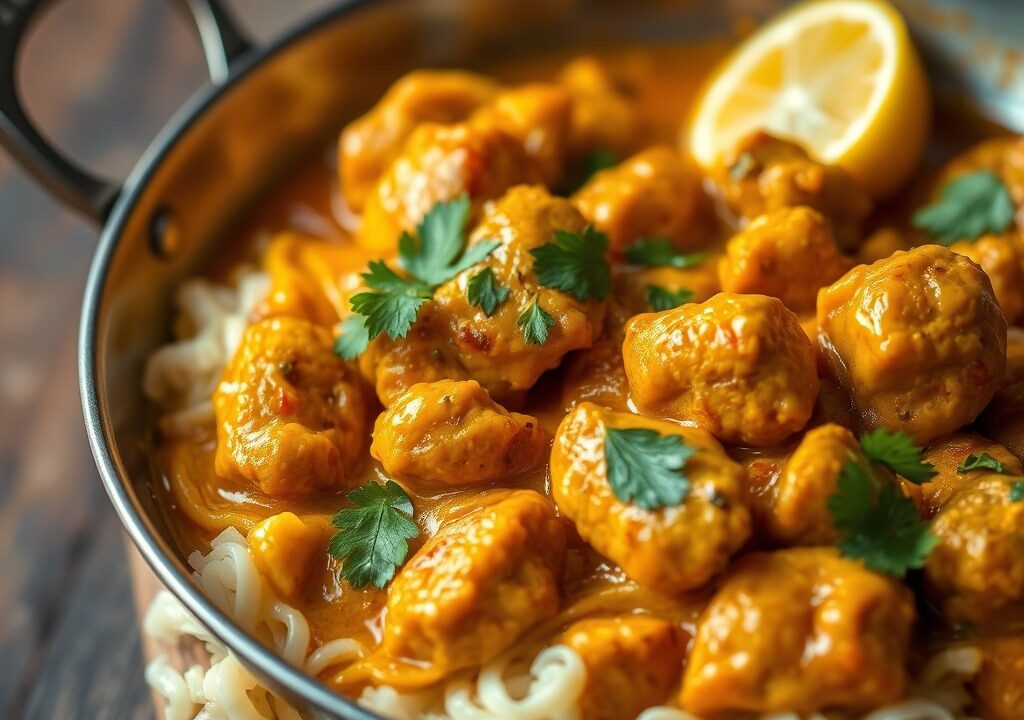 Heel snelle kipcurry — AI-gegenereerde illustratie