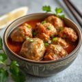 Heerlijk pittige gehaktballetjes in satesaus