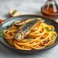 Heerlijke pasta met gegrilde sardines