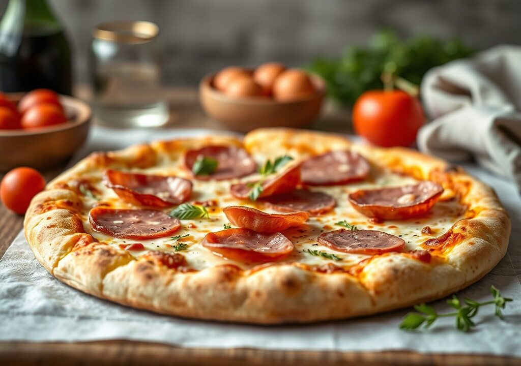 Heerlijke verse pizza — AI-gegenereerde illustratie